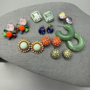 Pierced Earring Lot 8 Pairs Studs J Crew and Unsigned Spring Summer Pastel Chic